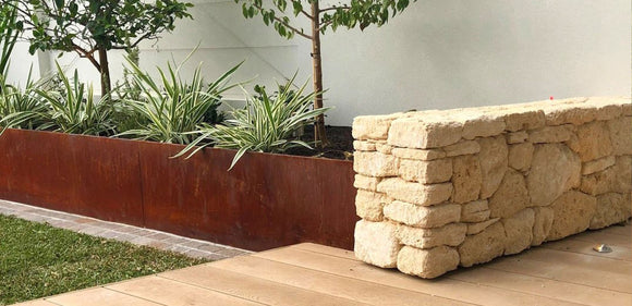 22" Height Rigid Steel Edging - Weathering Steel